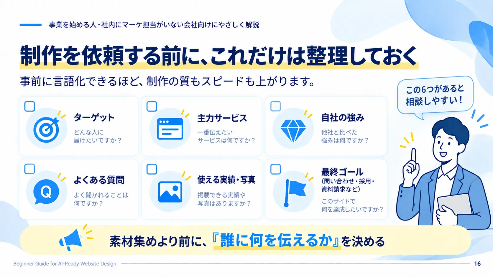 Webサイト制作を依頼する前に整理する6項目