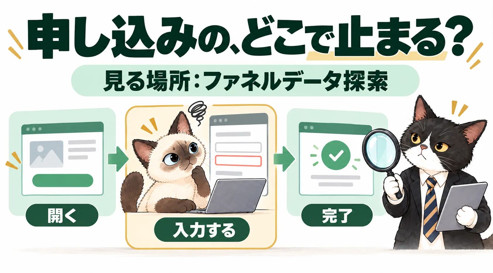 申し込みの、どこで止まる？