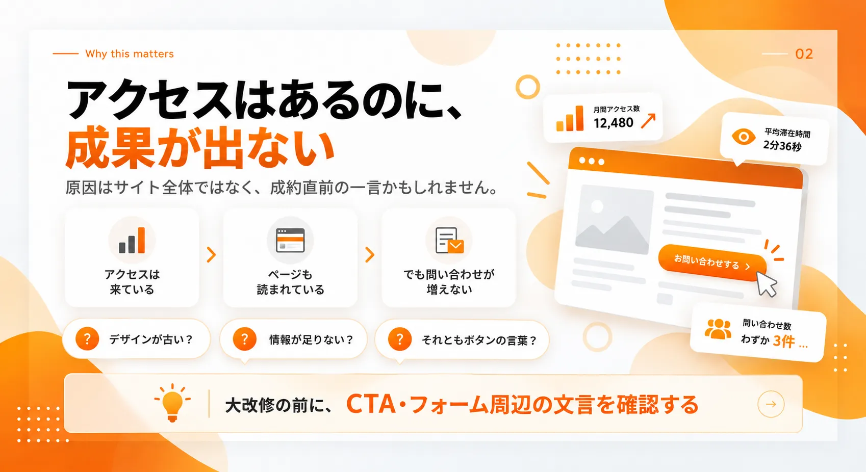 アクセスはあるのに成果が出ないサイトのCTA課題