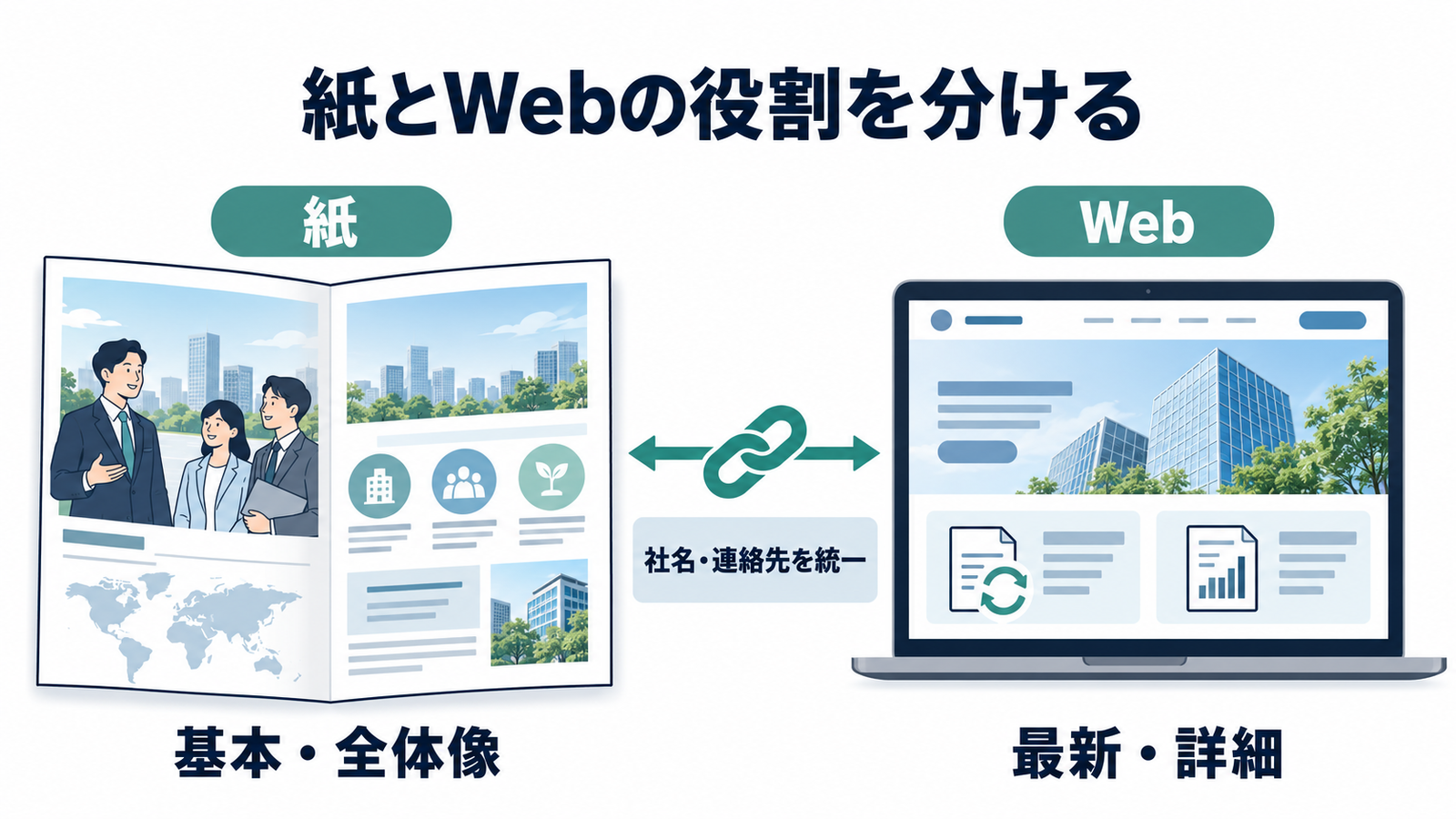 紙は基本情報、Webは更新の多い情報を担い、重要情報は揃える