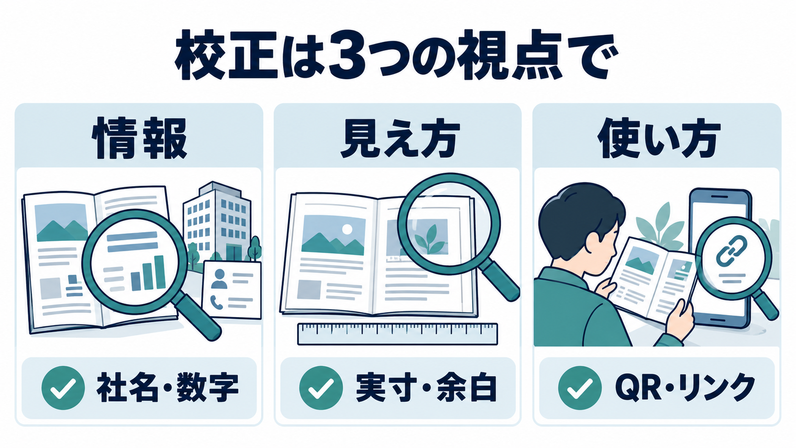 情報、見え方、使い方の三方向から会社案内を校正する
