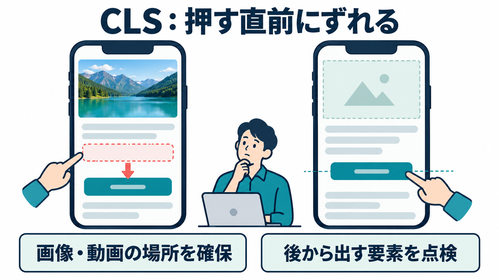 画像などの表示領域を先に確保し、レイアウトのずれを抑える図