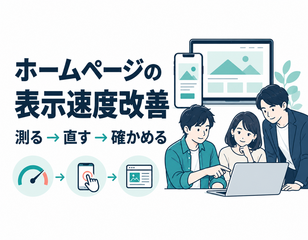 ホームページの表示速度を測定し、修正して確認する流れ